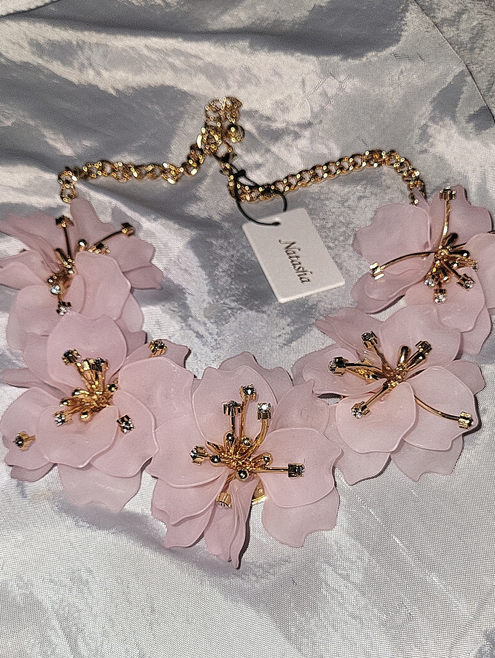 Nastasha Pink Floral Statement Necklace Ti